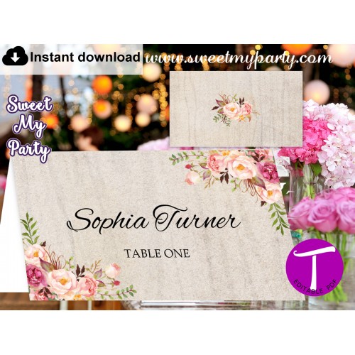 Boho Escort Cards template, Floral Place Cards template, (31)